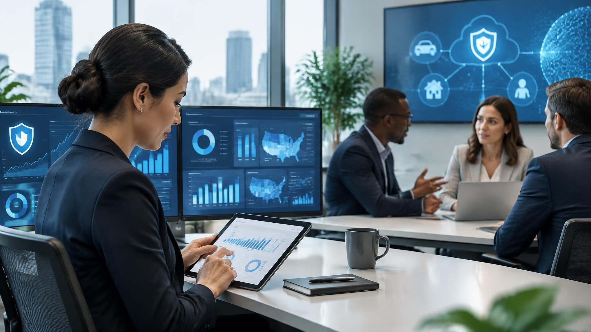 data analyst reviewing insurance metrics