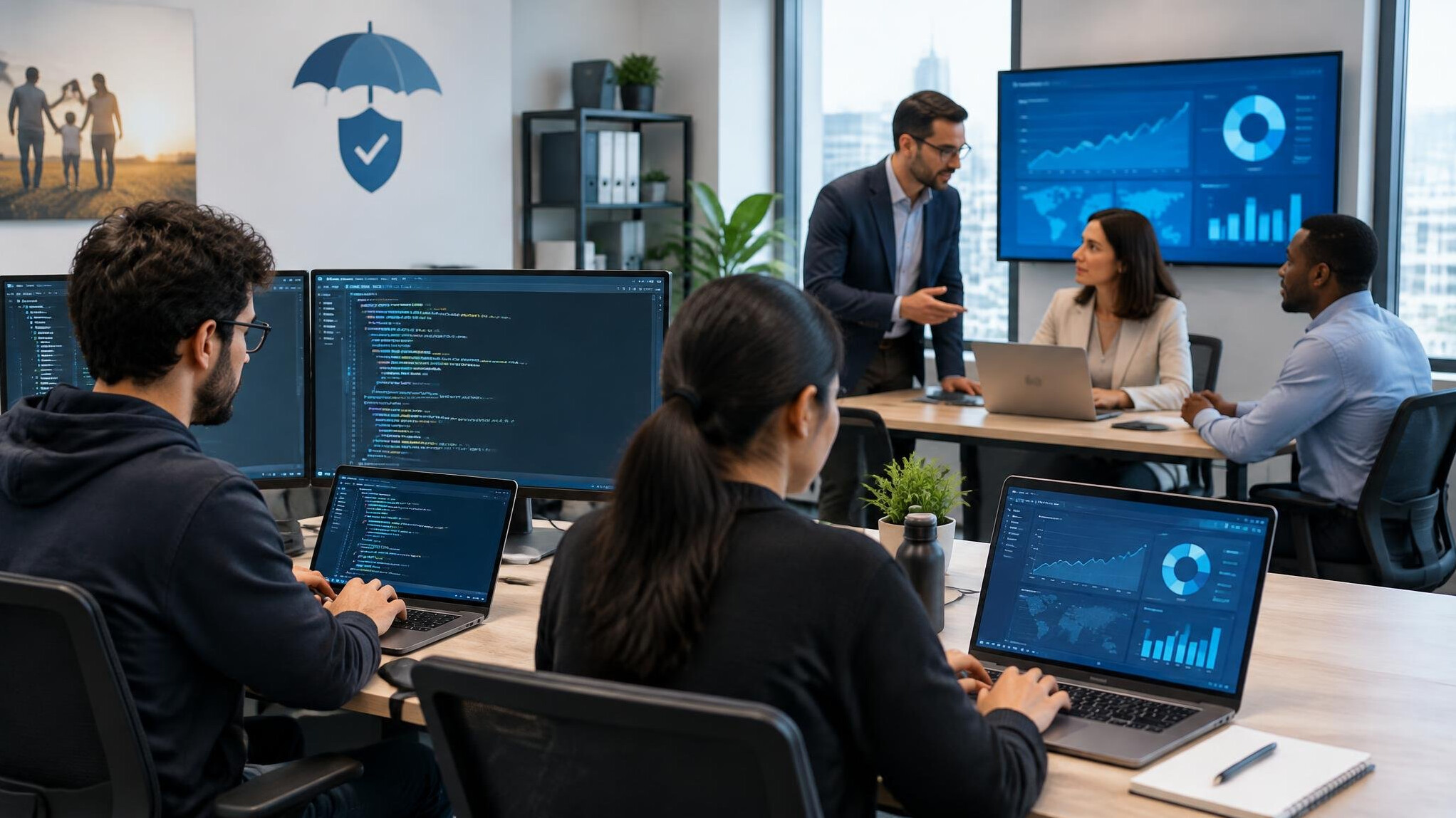 team of developers coding